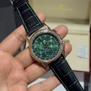 Century - Green Dial - Diamond Bezel - Rosegold Case - Black Leather Strap