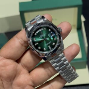 DayDate - Smoky Green Diamond Dial - Silver President Bracelet