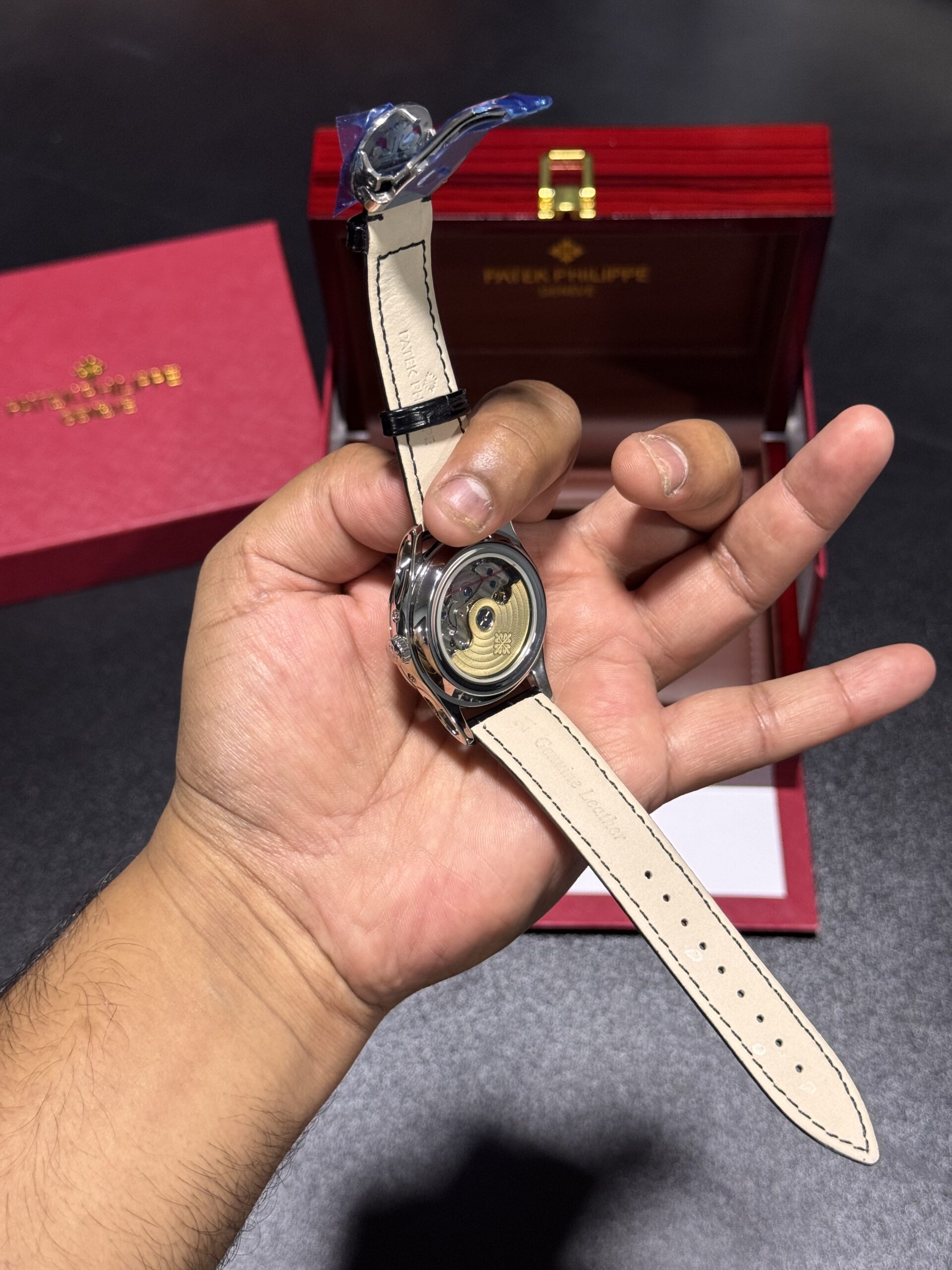 Annual Calendar - Moon Phase - Black Dial - Black Leather Strap