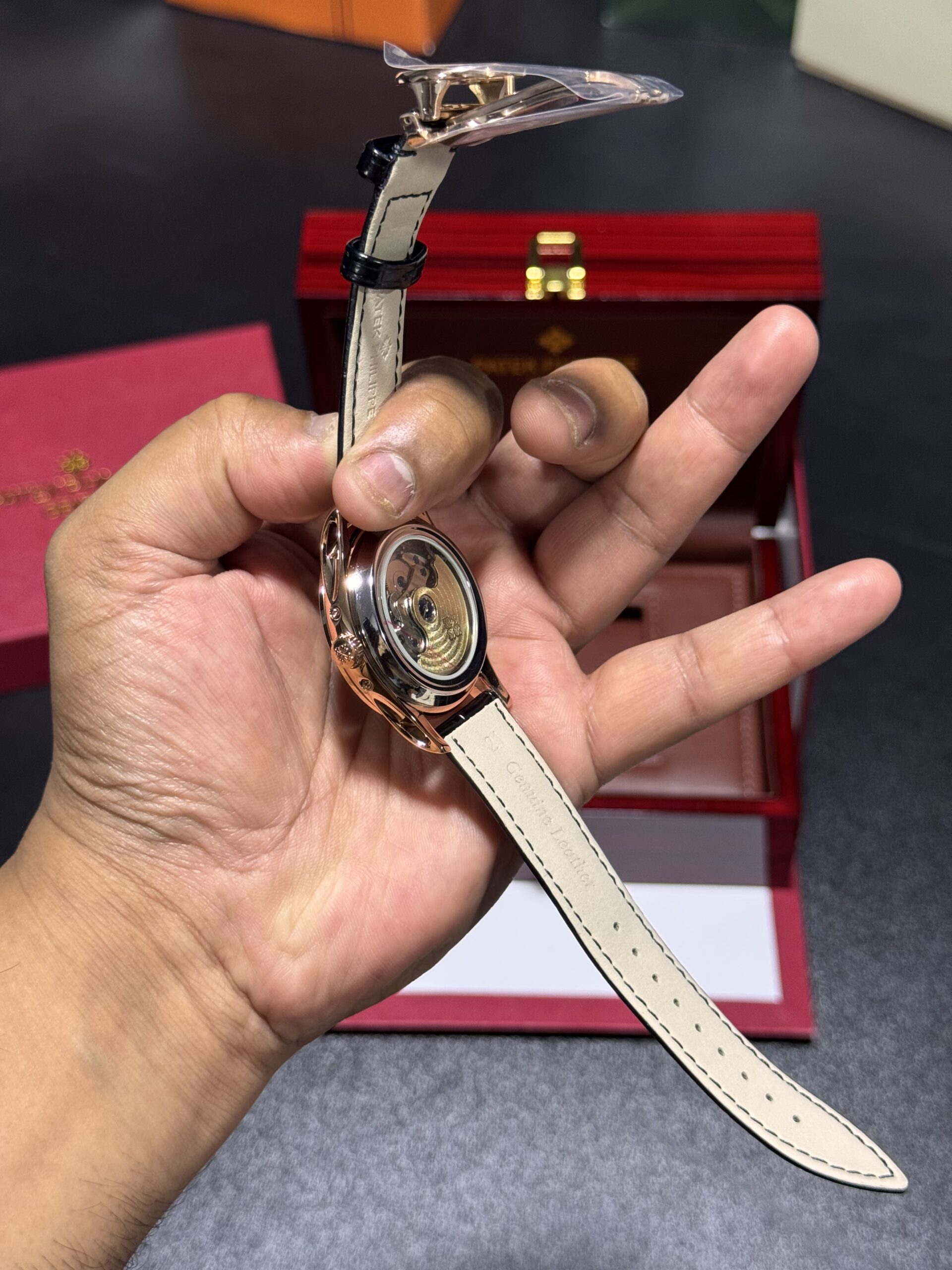 Annual Calendar - Moon Phase - Black Dial - Rosegold Case - Black Leather Strap