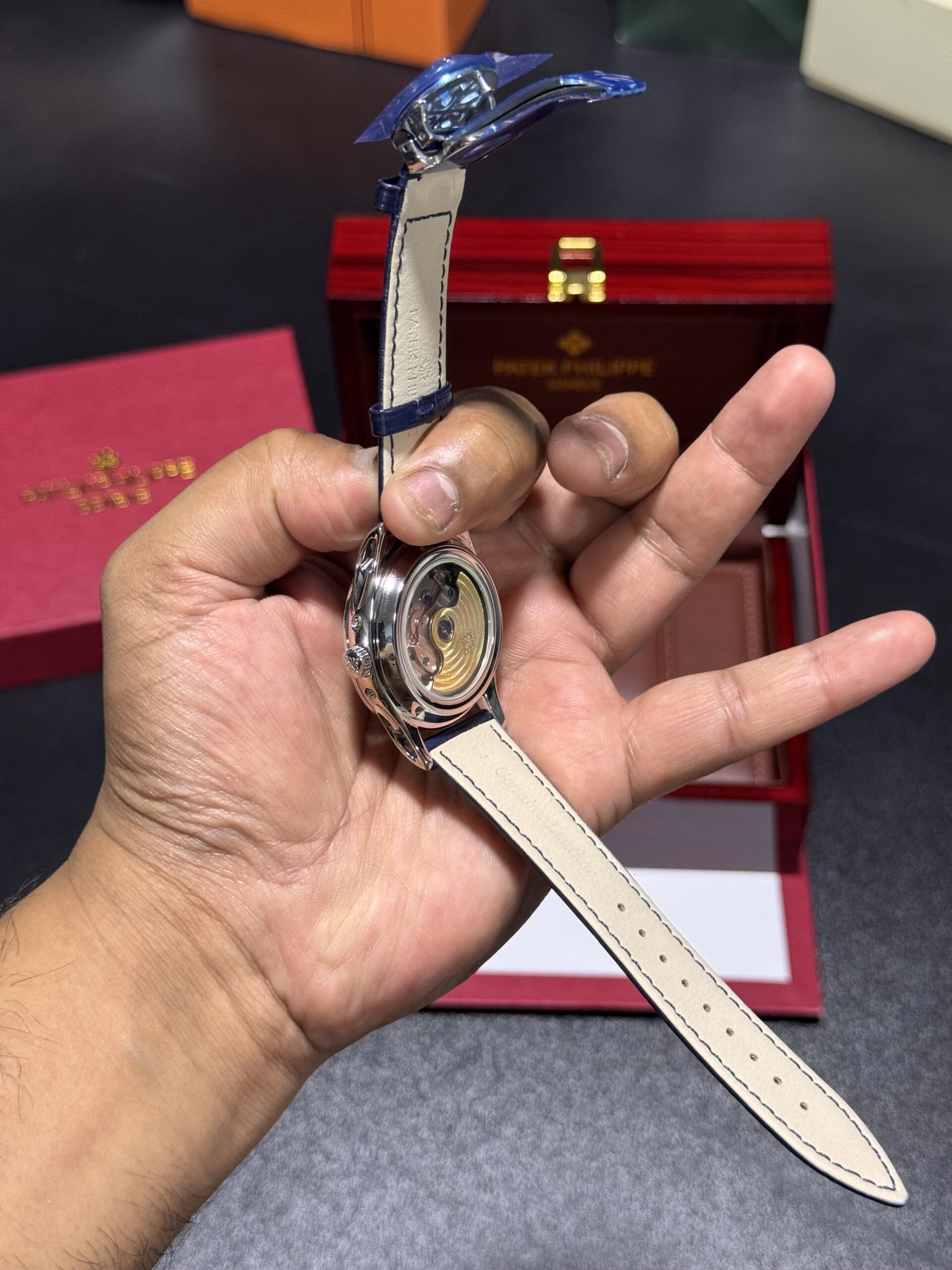 Annual Calendar - Moon Phase - Blue Dial - Blue Leather Strap