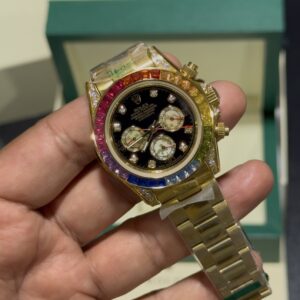 Daytona Rainbow - Black Diamond Dial - Gold Oyster Bracelet