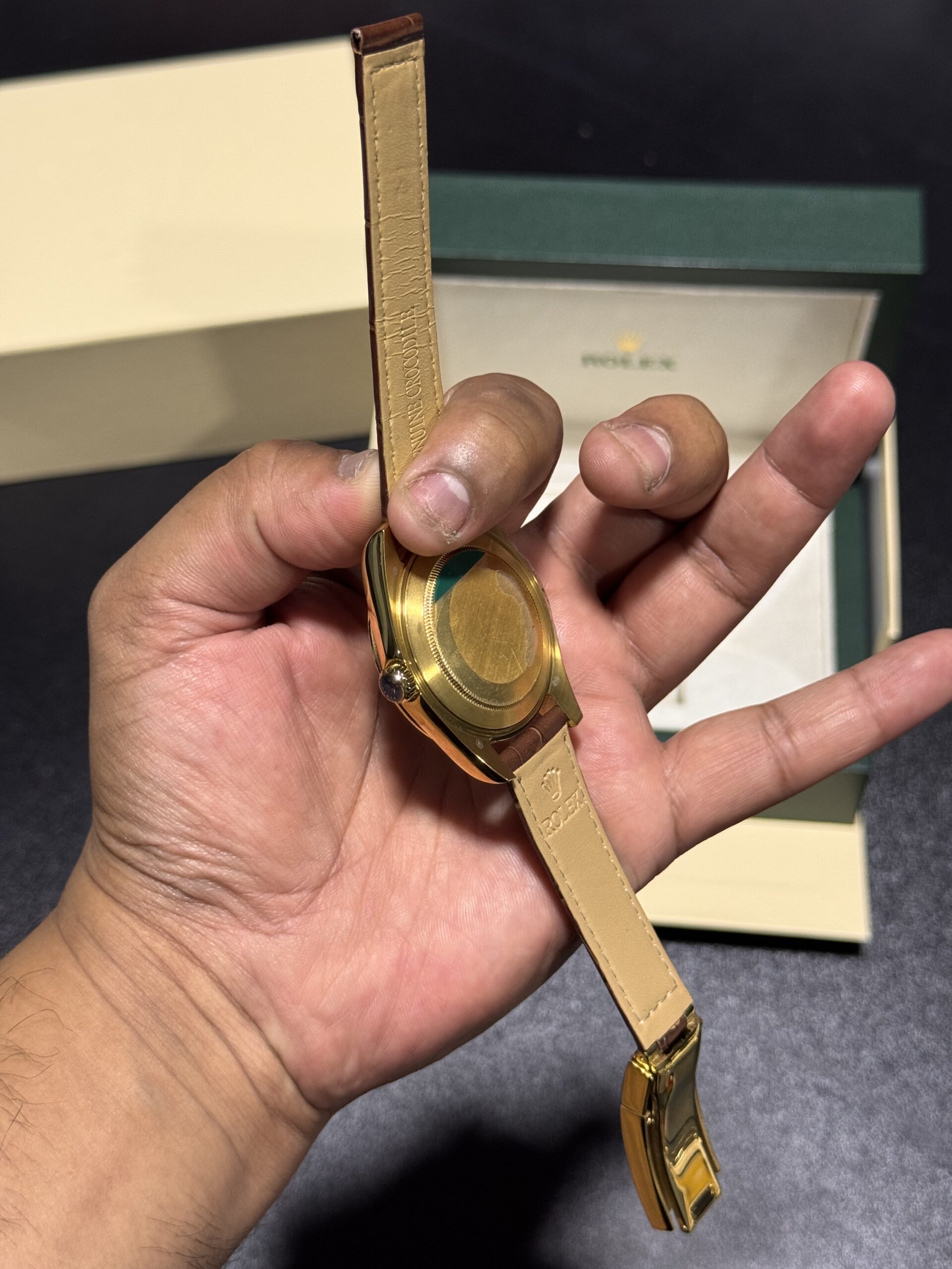 DayDate - Grey Dial - Gold Case - Brown Leather Strap