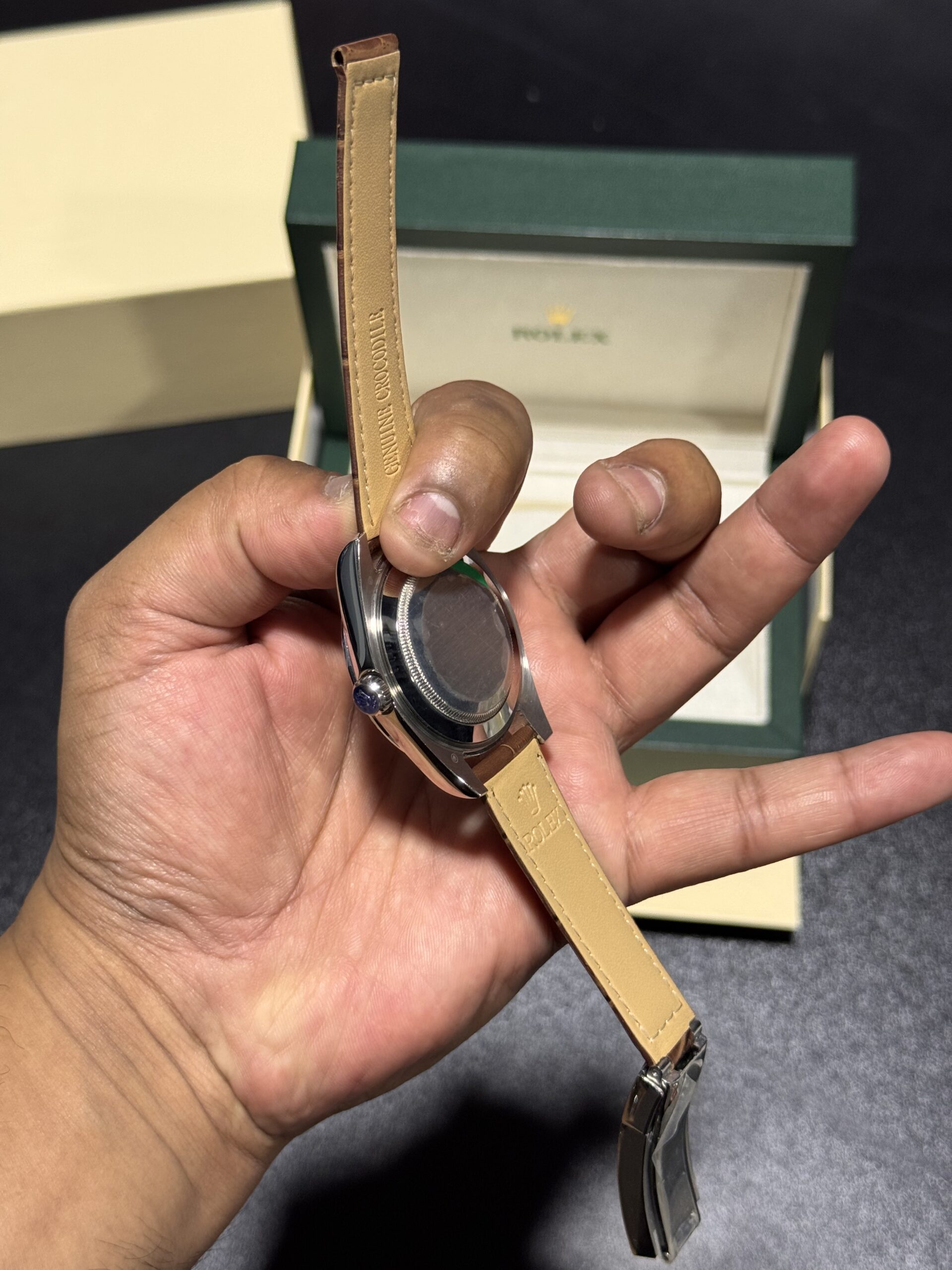 DayDate - White Diamond Dial - Brown Leather Strap