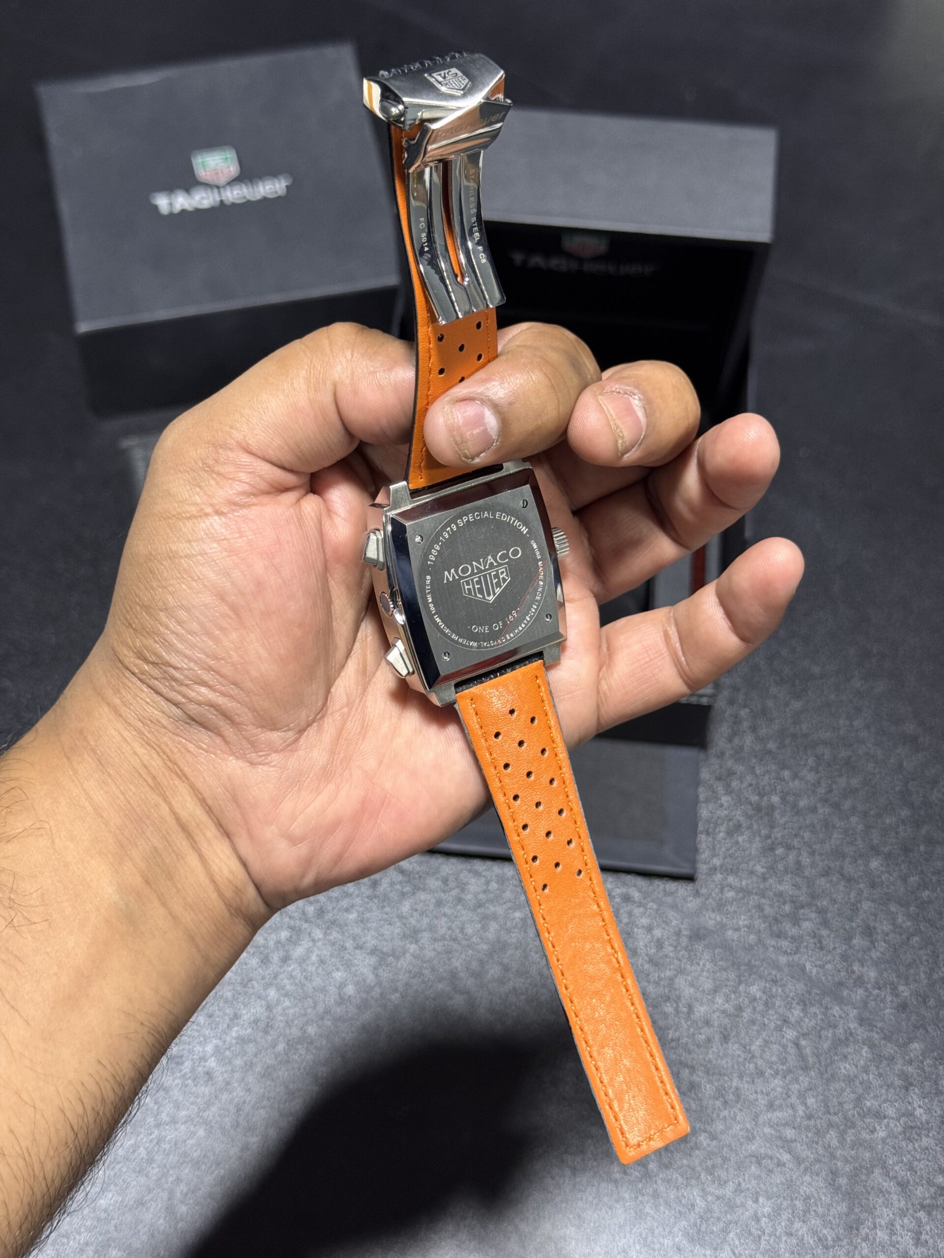 Monaco - Red Dial - Black Leather Strap