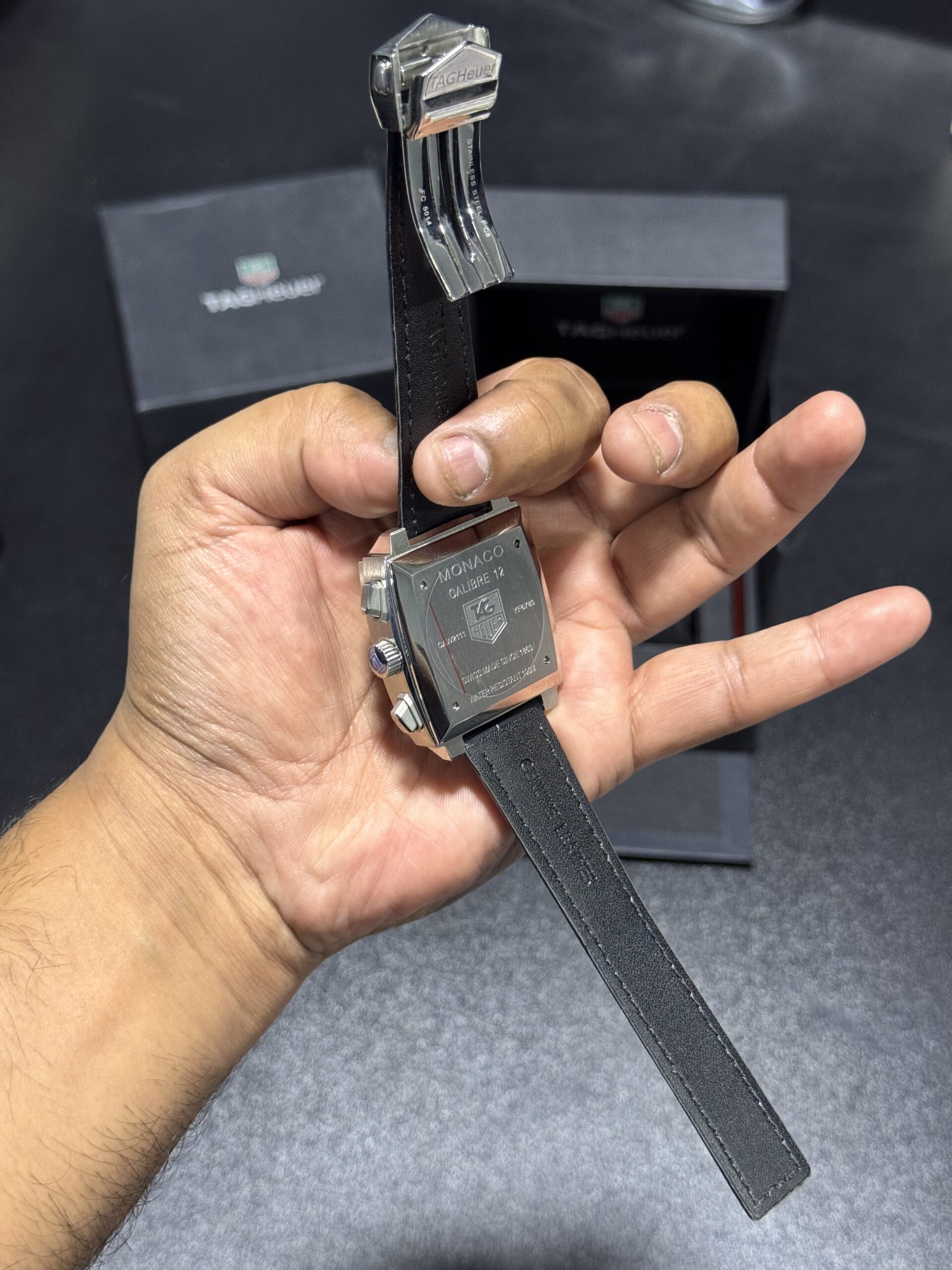 Monaco - Purple Dial - Black Leather Strap