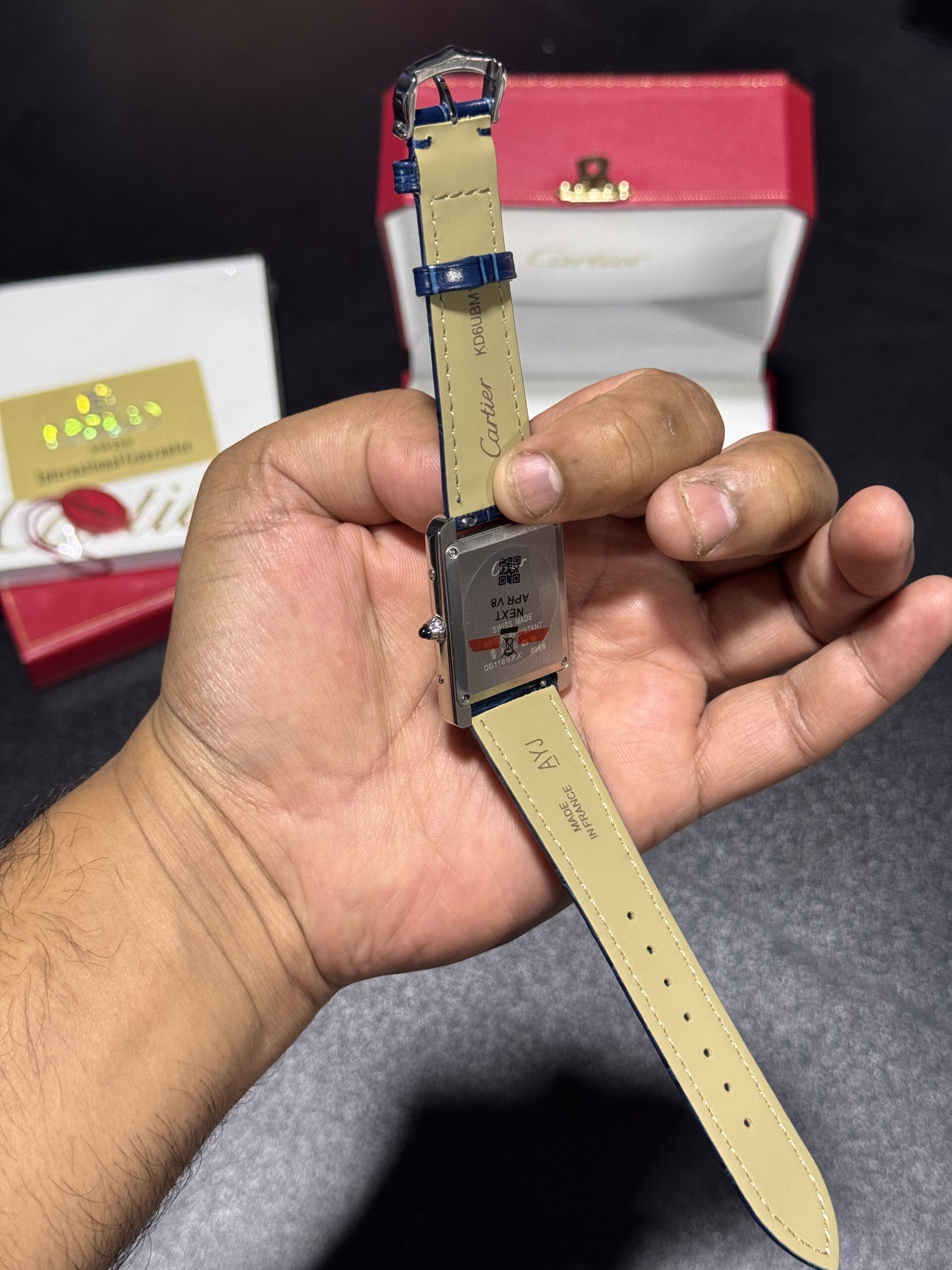 Tank - 38mm - White Dial - Blue Leather Strap