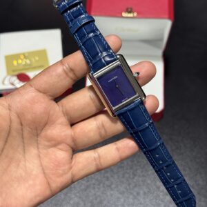 Tank - 38mm -Blue Plain Dial - Blue Leather Strap