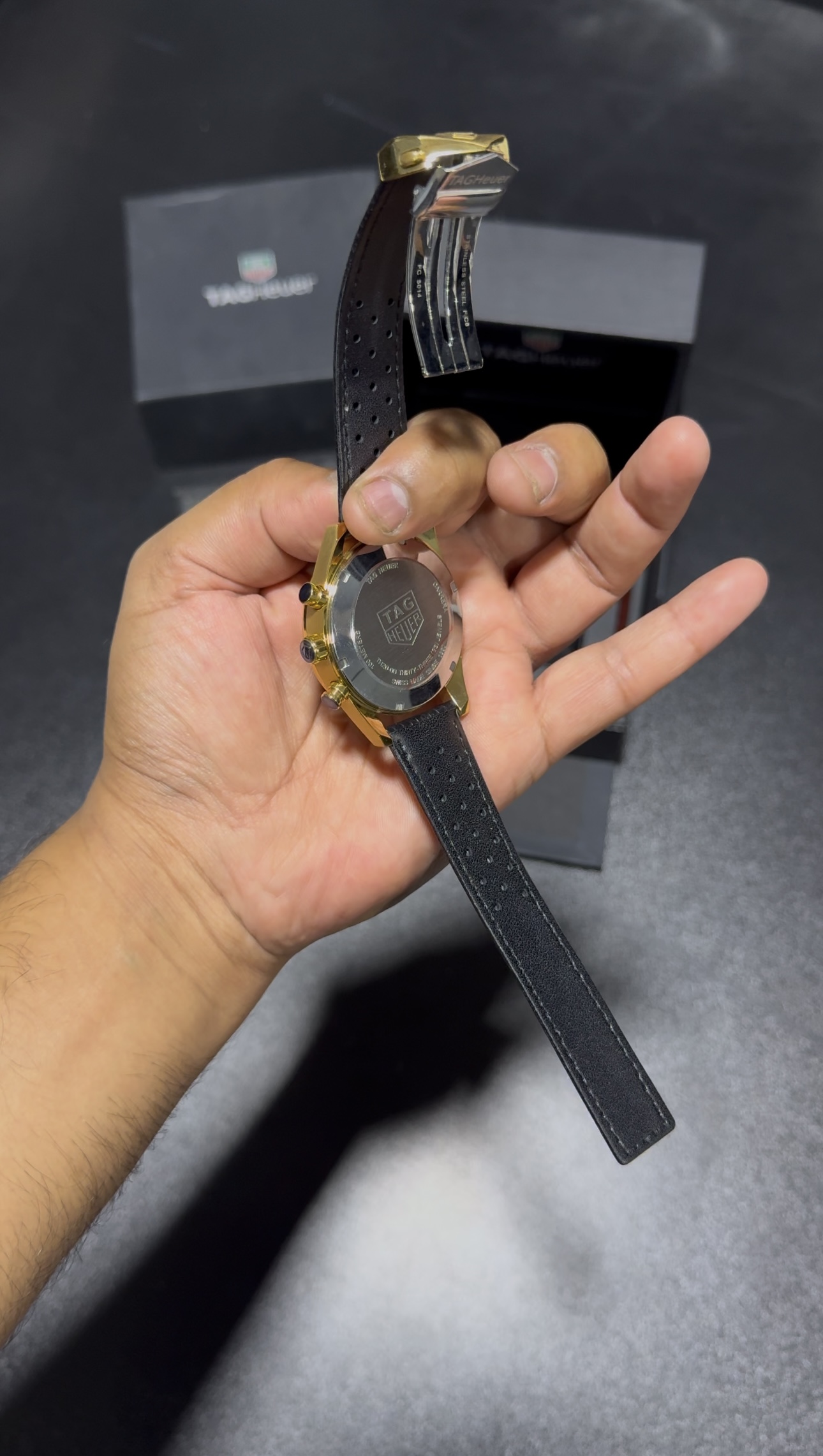 Carrera - Chrono - Gold Dial - Black Leather Strap