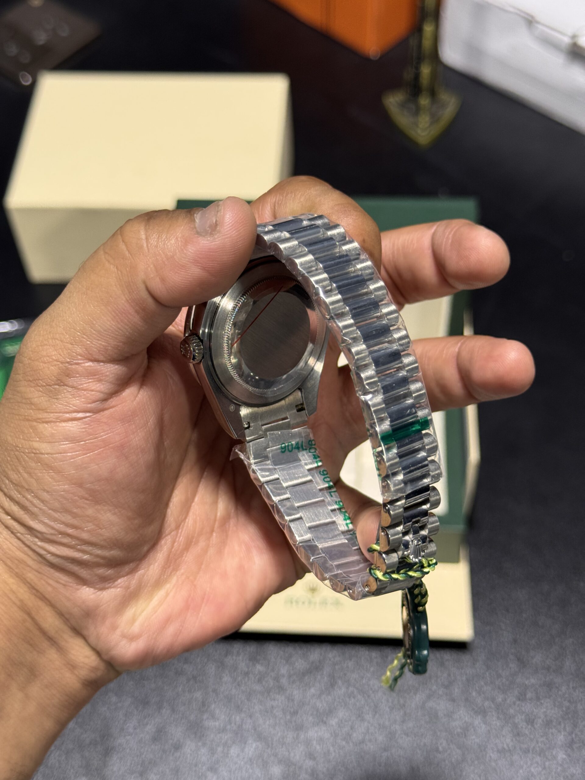 Daydate - Smoked Green Dial - Silver President Bracelet