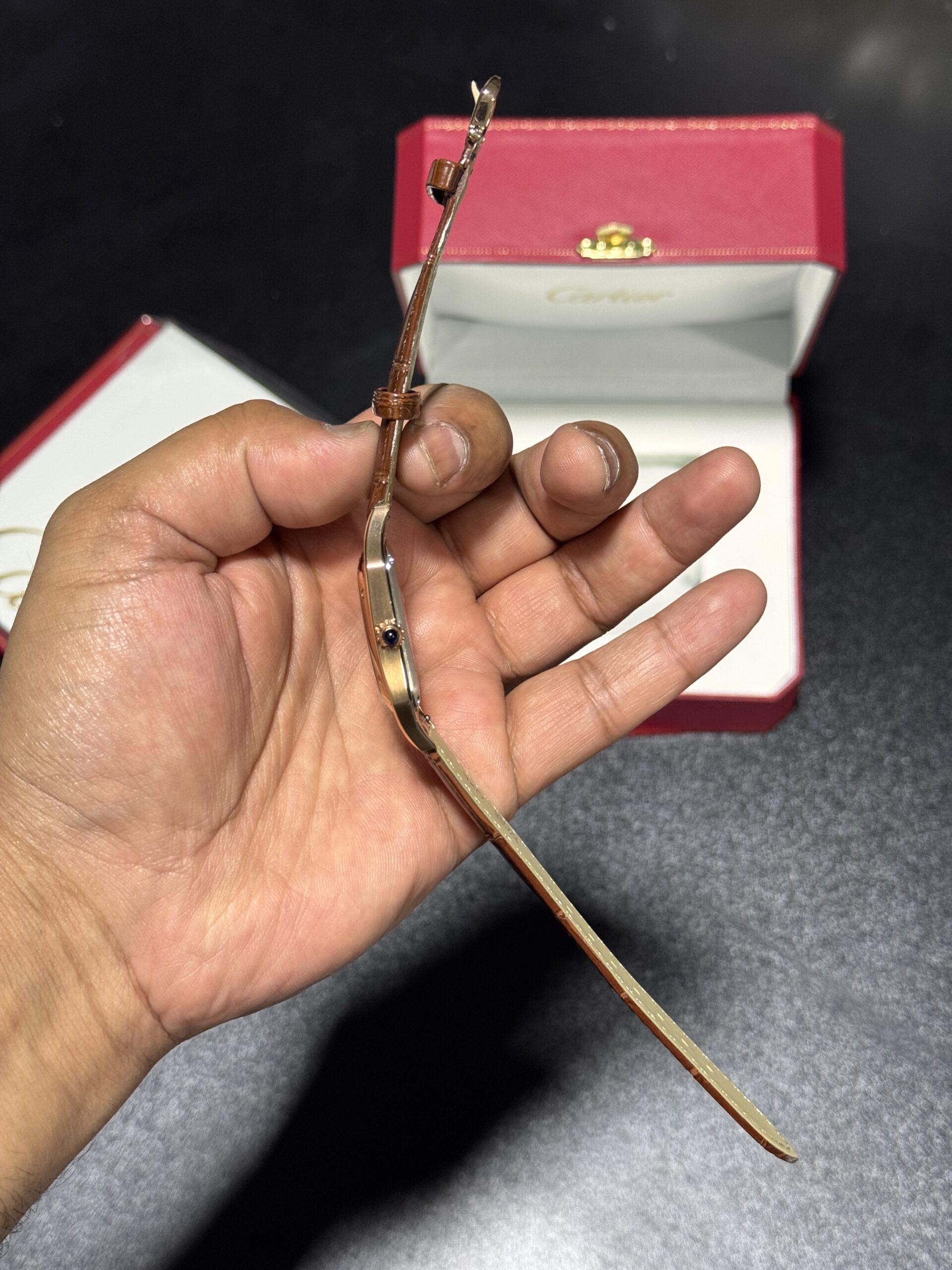 Santos Dumont - White Dial - Rosegold Case - Brown Leather Strap