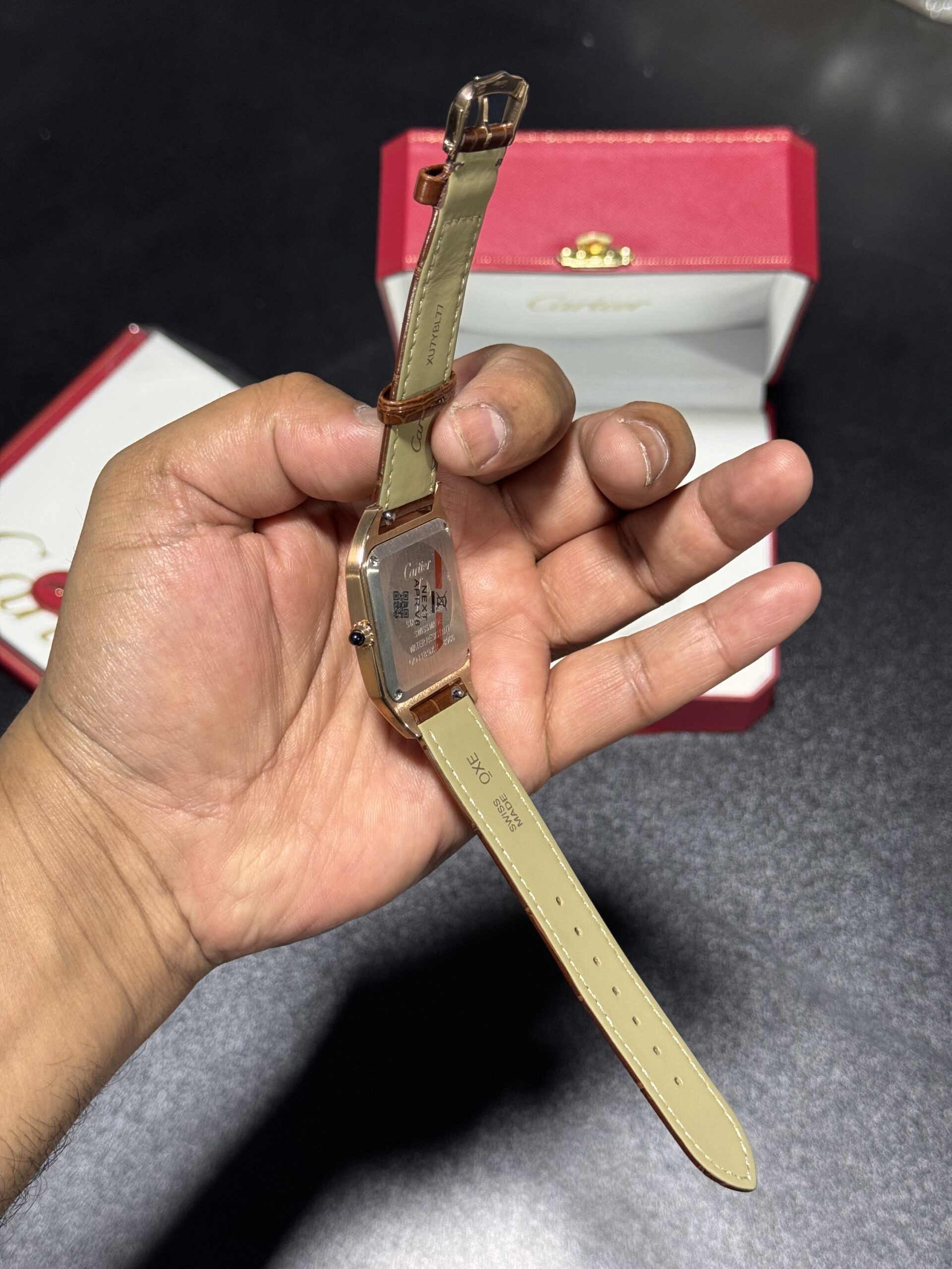 Santos Dumont - White Dial - Rosegold Case - Brown Leather Strap