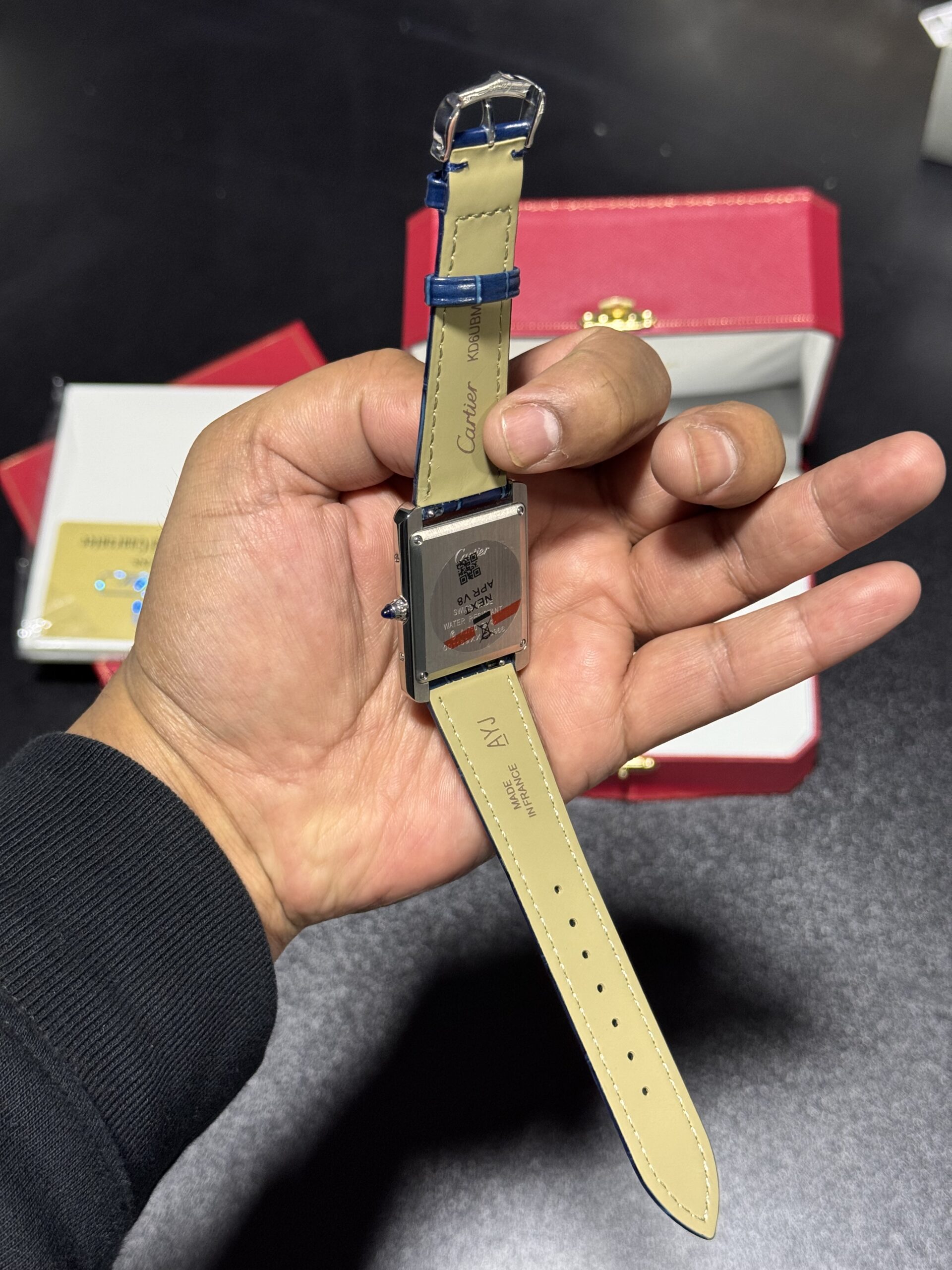 Tank - 38mm - Plain Blue Dial - Blue Leather Strap