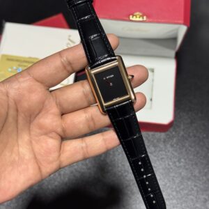 Tank - 38mm - Plain Black Dial - Rosegold Case - Black Leather Strap